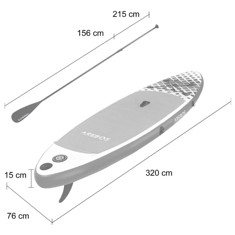 Arebos sup board review - afmetingen